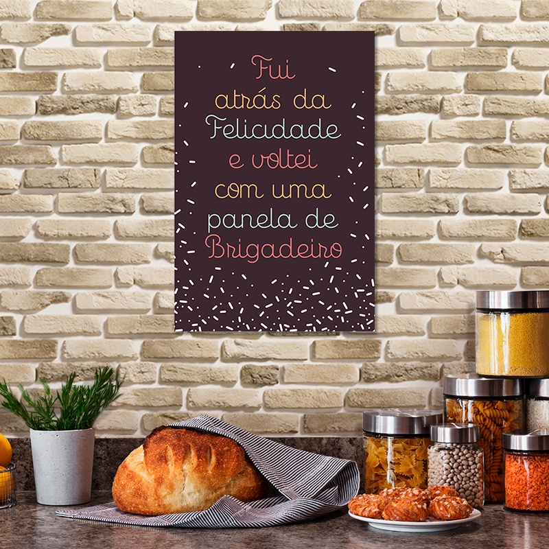 Placa Decorativa Felicidade e Brigadeiro Frases Recados para a Cozinha em Oferta na Shopee