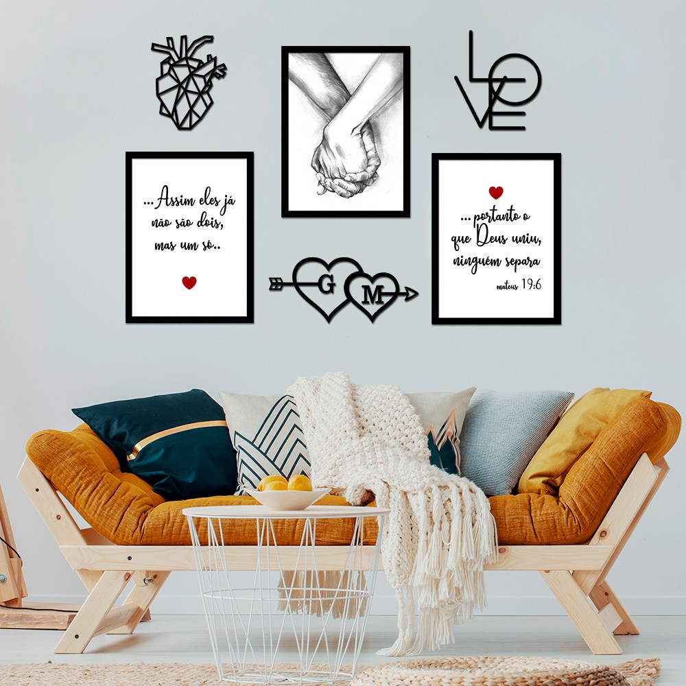 Combo De Quadro Decoração Casal Romântico Quarto União - Home & Living
