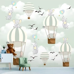 Papel de Parede Personalizado Elefantes com Balões