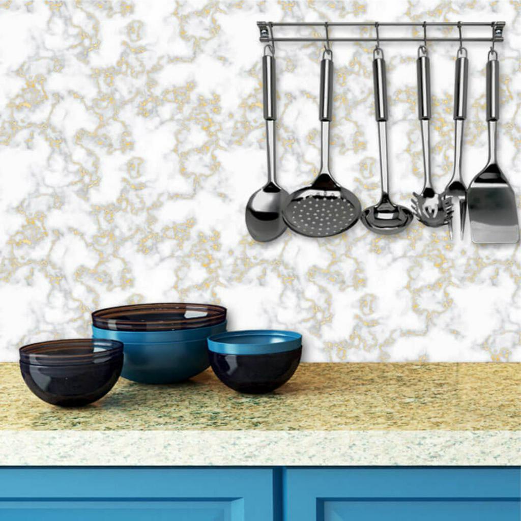 Papel de Parede Autocolante Marmorizado Bege e Cinza em Oferta na Shopee