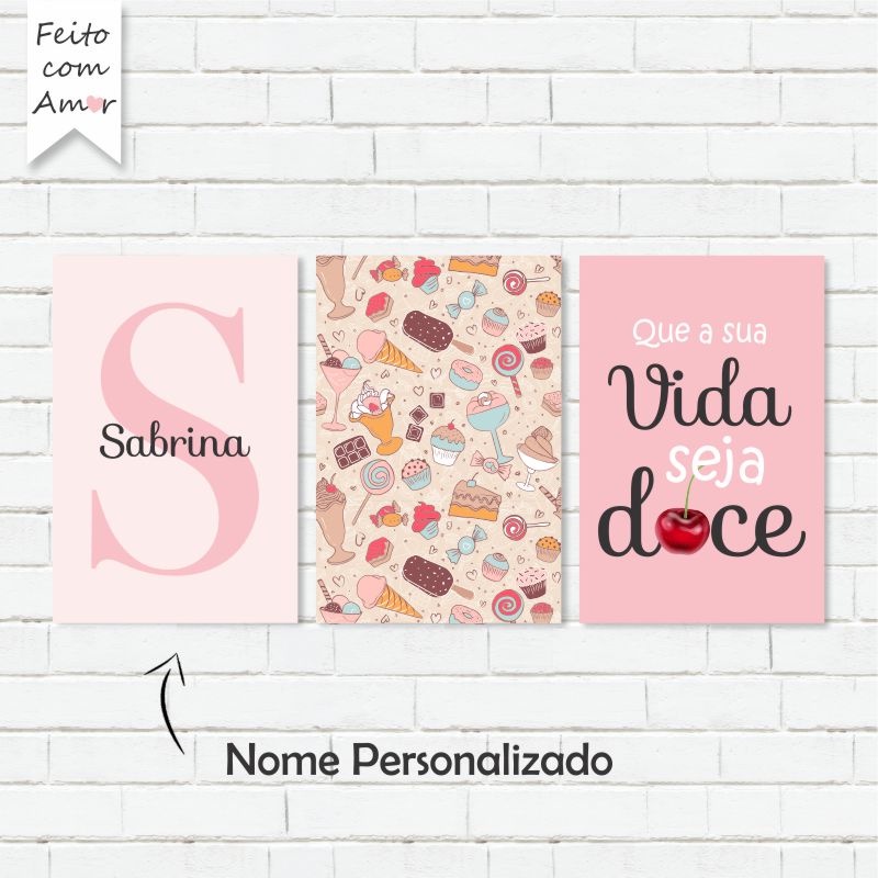 Kit de Placas Decorativas Que a Vida Seja Doce 30x20 - Home & Living