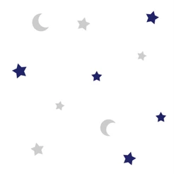 Papel de Parede Baby Lua e Estrelas Azul e Cinza Céu Estrelado