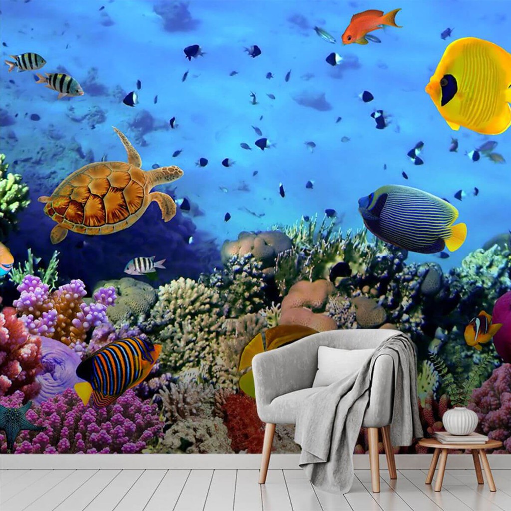 Papel De Parede Fundo Mar Decoração Quarto Casa Infantil Juvenil