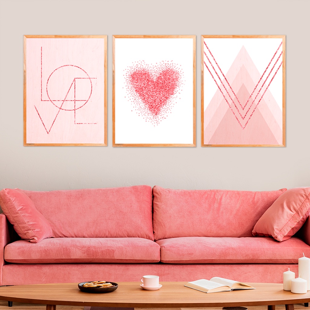 Detalhes do Kit Quadro Decorativo Love Heart Inove
