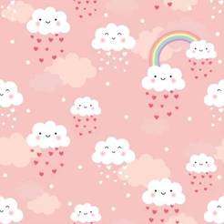 Papel de Parede Infantil Chuva de Amor Quarto Menina Decoração