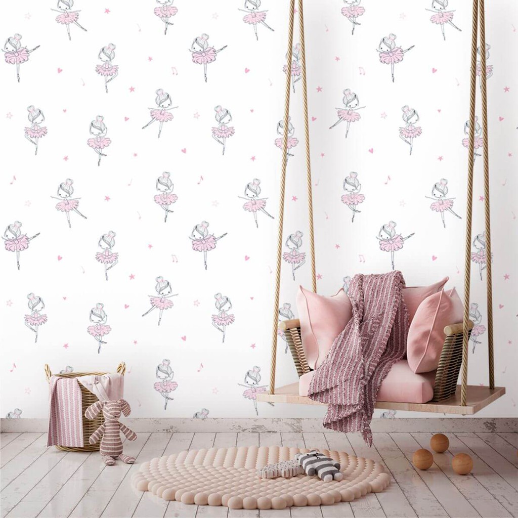 Papel De Parede Bailarinas Cute Decoração Casa Inove