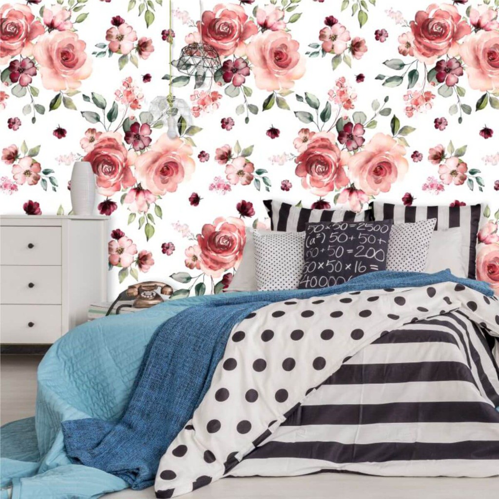 Papel de Parede Floral Justine em Oferta na Shopee