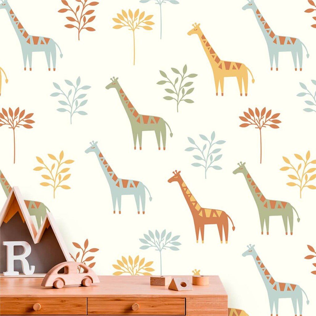 Papel de Parede Baby Girafa em Oferta na Shopee
