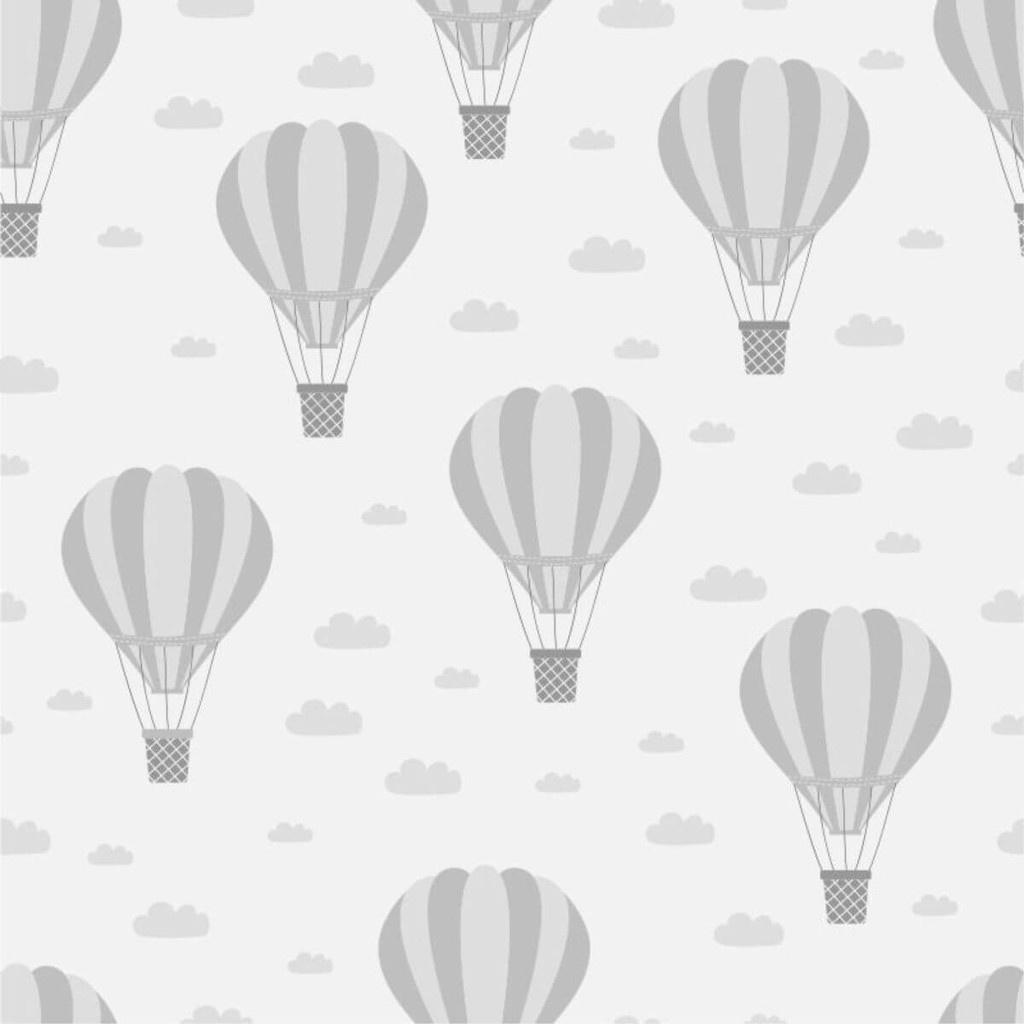 Papel de Parede Infantil Balões em Tons de Cinza - Home & Living