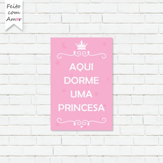 Placa Decorativa  Infantil "Aqui dorme uma Princesa" em Oferta na Shopee