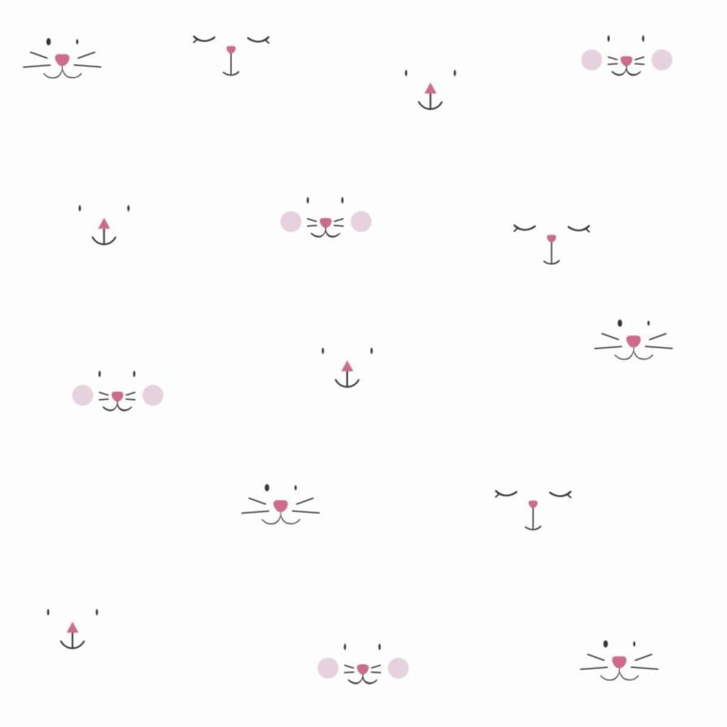 Papel de Parede Gatinhas Amigas Rosa - Home & Living