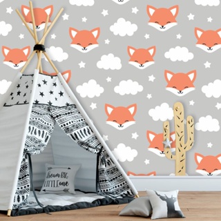 Papel De Parede Baby Raposa Cute em Oferta na Shopee