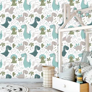 Papel de Parede Bebe Dinossauros Amiguinhos Fofos em Oferta na Shopee
