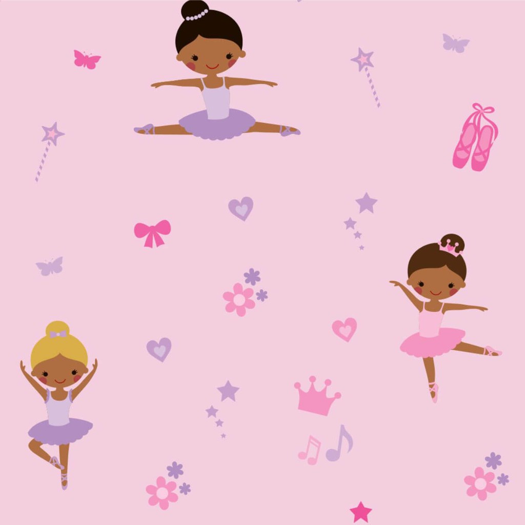 Papel de Parede Baby Bailarinas Encantadas Black em Oferta na Shopee