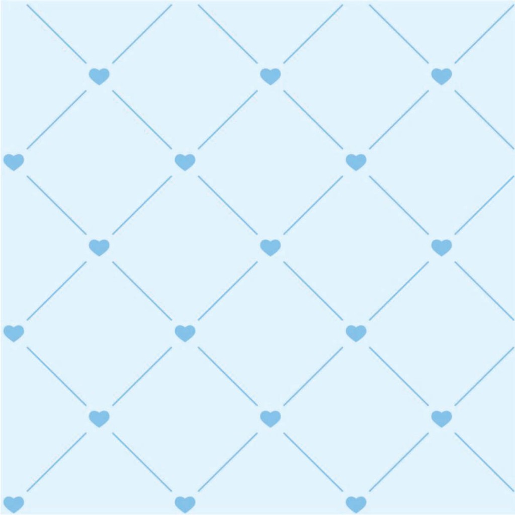 Papel de Parede Losango em Tons de Azul com Coração - Home & Living