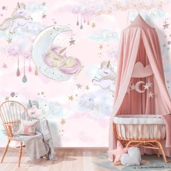 Papel de Parede Personalizado Unicornios Baby