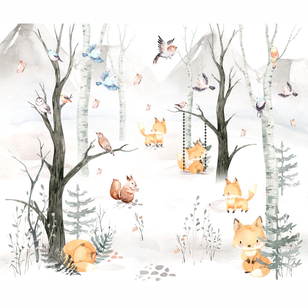 Papel de Parede Autocolante Personalizado Raposa Cute - Home & Living