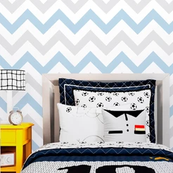 PAPEL DE PAREDE CHEVRON AZUL E CINZA