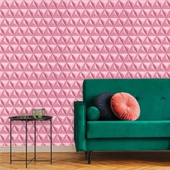 Papel de Parede Geométrico 3D Triangulo Rosa