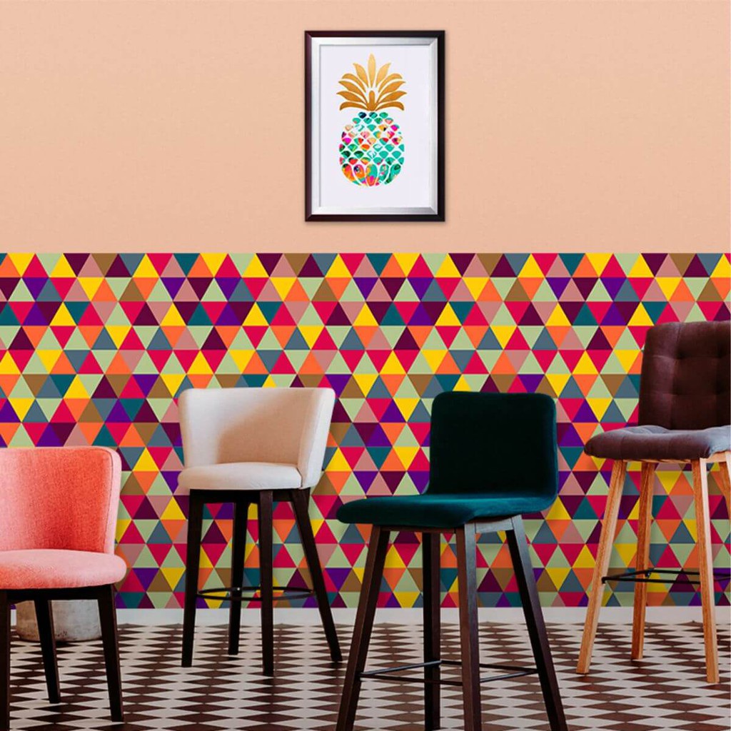 Papel de Parede Geométrico Triângulos Coloridos Luck - Home & Living