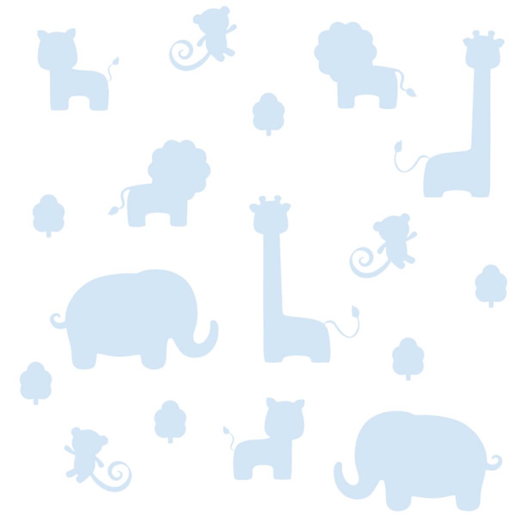Papel de Parede Baby Safári Branco e Azul - Home & Living