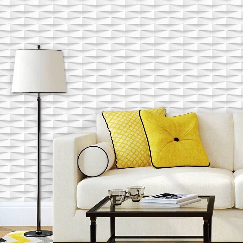 Papel de Parede Geometrico 3D Branco e Cinza em Oferta na Shopee