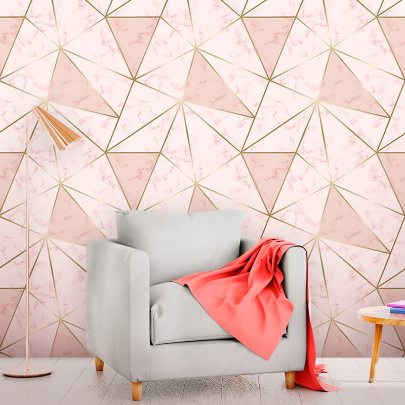 Papel de Parede Pink Gold Decoração Quarto em Oferta na Shopee