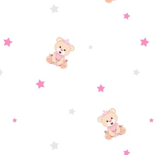Papel De Parede Baby Ursinha Princesa em Oferta na Shopee