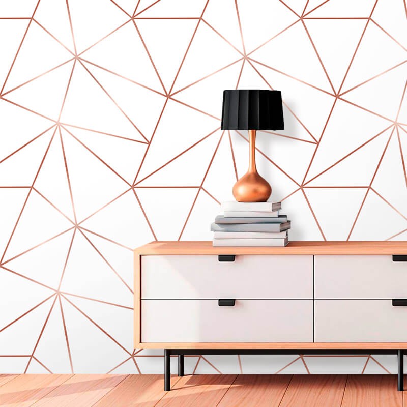 Papel De Parede  Branco Com Rosê Gold em Oferta na Shopee