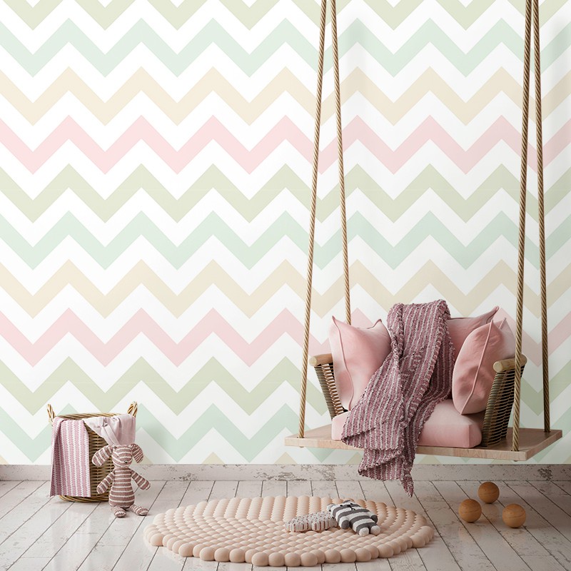 Papel De Parede Chevron Em Tons Pastéis em Oferta na Shopee