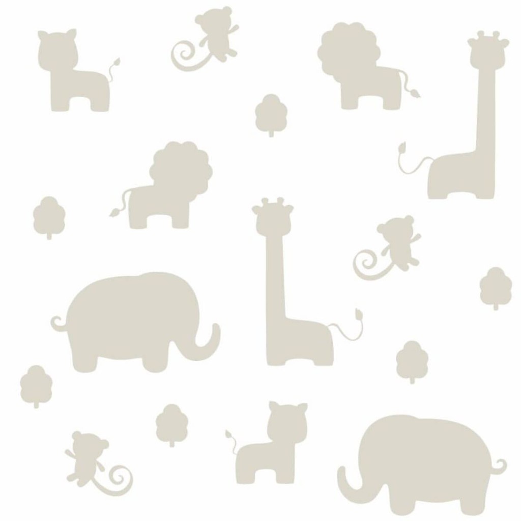 Papel de Parede Bichinhos Safári Branco e Bege - Home & Living