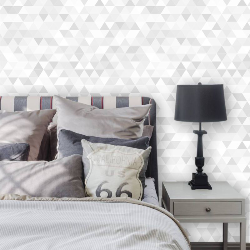 Papel de Parede Geométrico Triângulos em Tons de Cinza em Oferta na Shopee