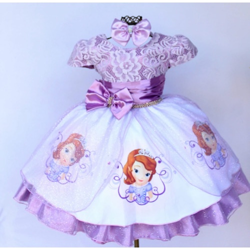 Vestido Princesinha Sofia Temático Aniversário E Tiara