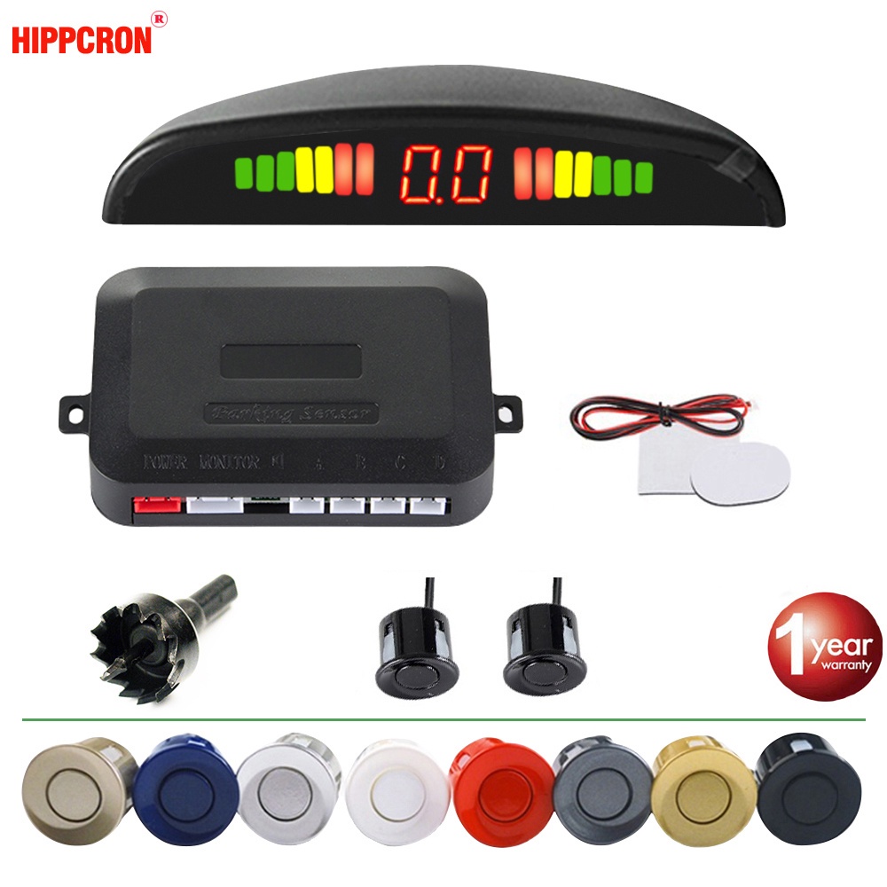 Sensor De Ré Estacionamento 2 Sensores Kit completo Com Visor Digital Sinal Sonoro Oito Cores