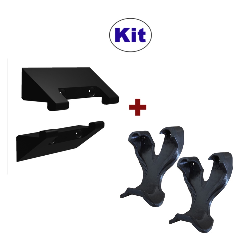 Kit  1 Suporte Console PS4 Fat + 2 Suportes Para Controle PS4