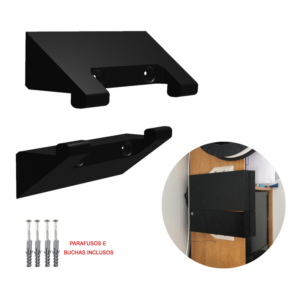 Suporte Playstation 4 Ps4 Fat Na Parede Vertical + Parafusos