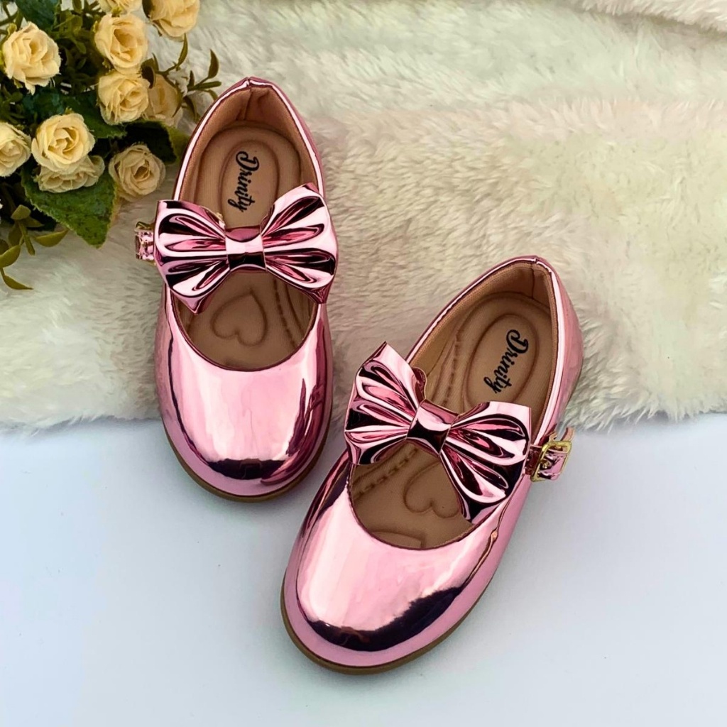 Sapatilha Infantil Feminina Menina Boneca Do 20 Ao 34 SPT-505 Rosê Espelhado Direto da Fábrica