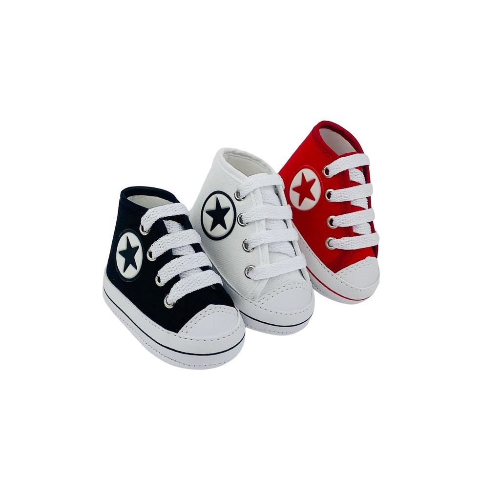 Kit com 3 pares Tênis sapatinho cano alto de bebê para recém nascido direto da fabrica