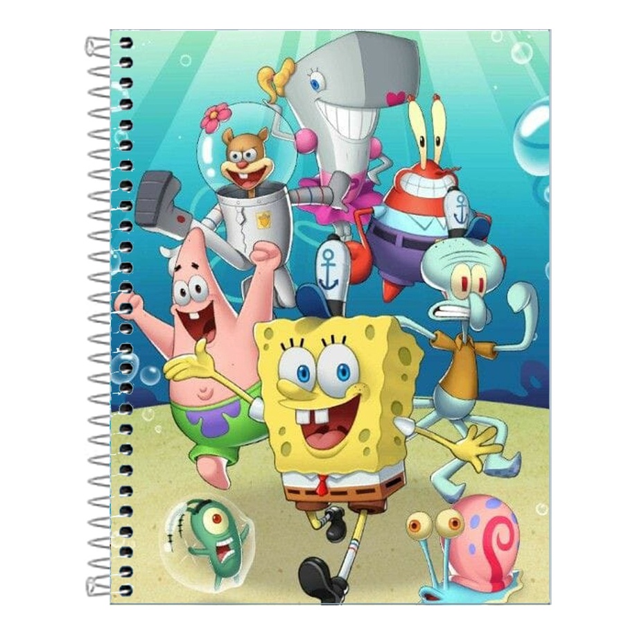 Caderno Bob Esponja Capa dura 1, 10  ou 20 matérias em Oferta na Shopee