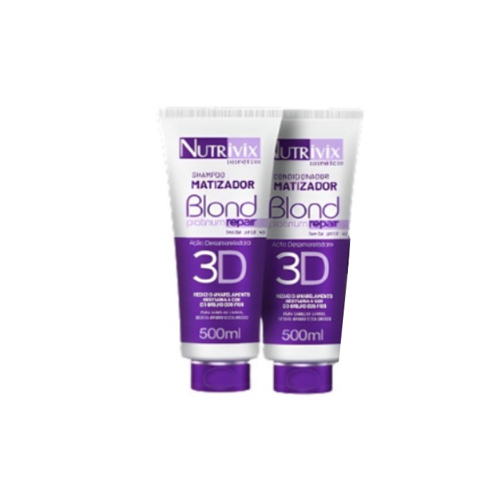 Kit Shampoo e Condicionador Matizador Blond Platinum Repair Desamarelador Nutrivix 500ml ...