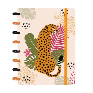 Caderno De Disco Iscool Inteligente Pequeno 80 Folhas Tropical Onça Rosa em Oferta na Shopee