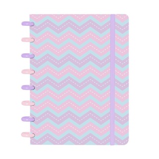 Caderno De Disco IsCool Inteligente A5 80 Folhas Colors Sweet Candy Zig Zag Rosa
