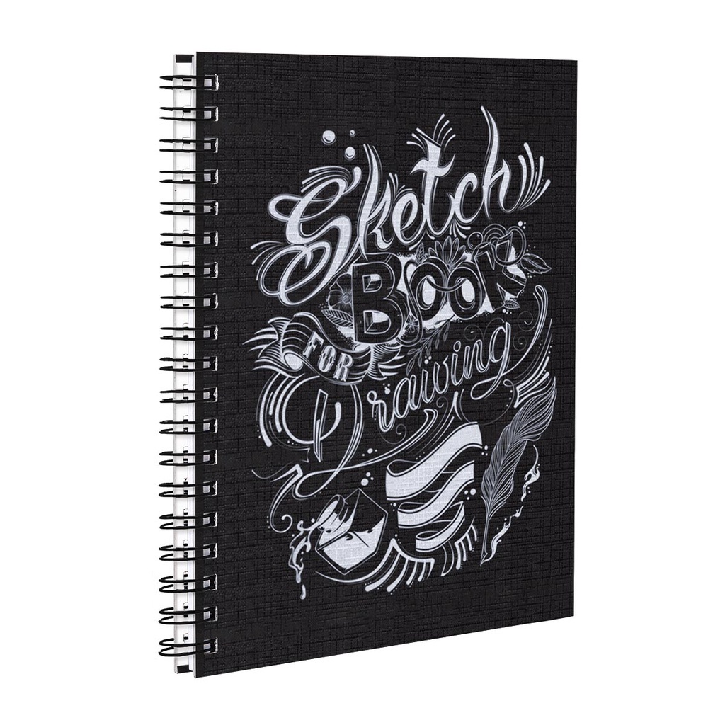Sketchbook Caderno De Desenho Tipo Linho Preto 18x25 180g