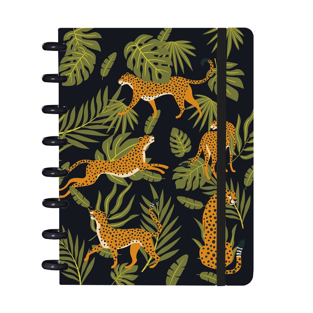 Caderno De Disco Iscool Inteligente Pequeno 80 Folhas Tropical Onças Preto em Oferta na Shopee