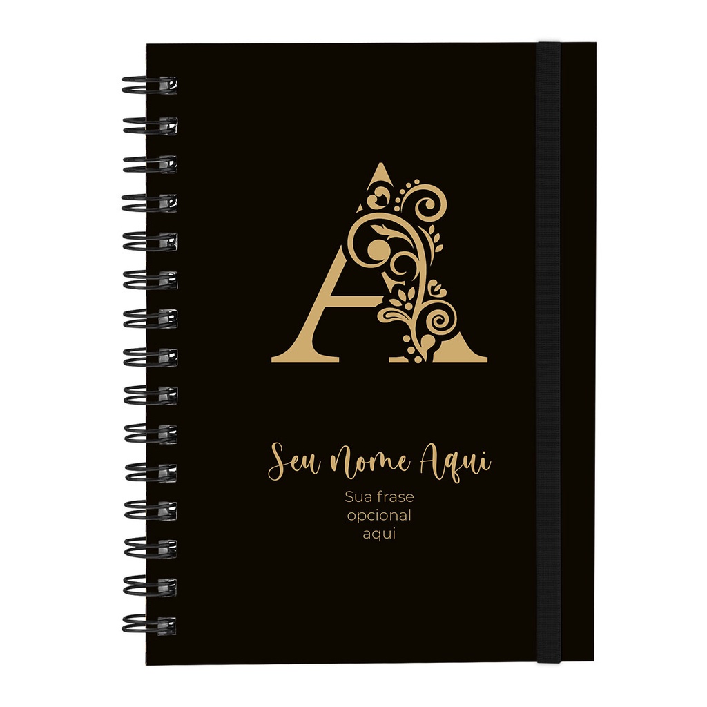 Caderno Personalizado Plus Letra Arabesco Ouro 100 Folhas 14x20 cm em Oferta na Shopee