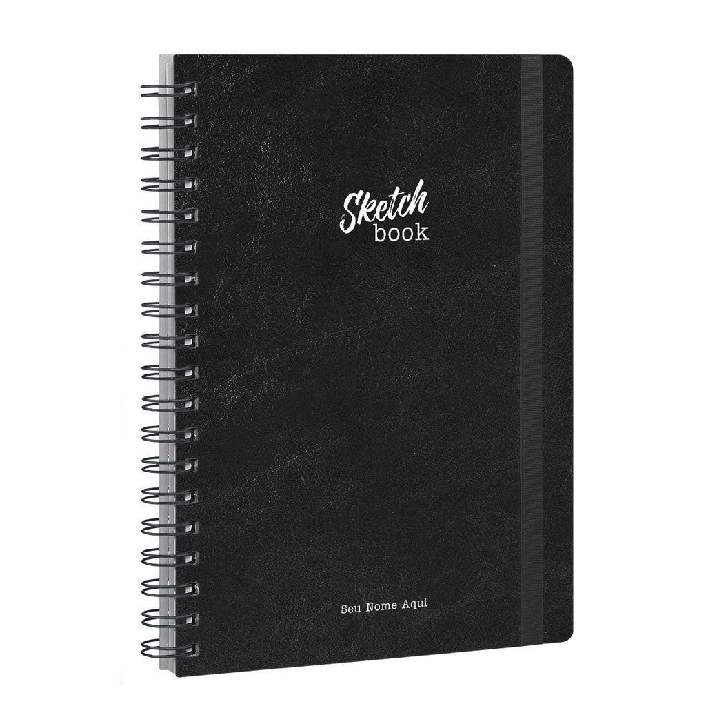 Caderno Desenho Sem Linhas Personalizado 90g Capa Dura Luxo 18x25cm 100 fls
