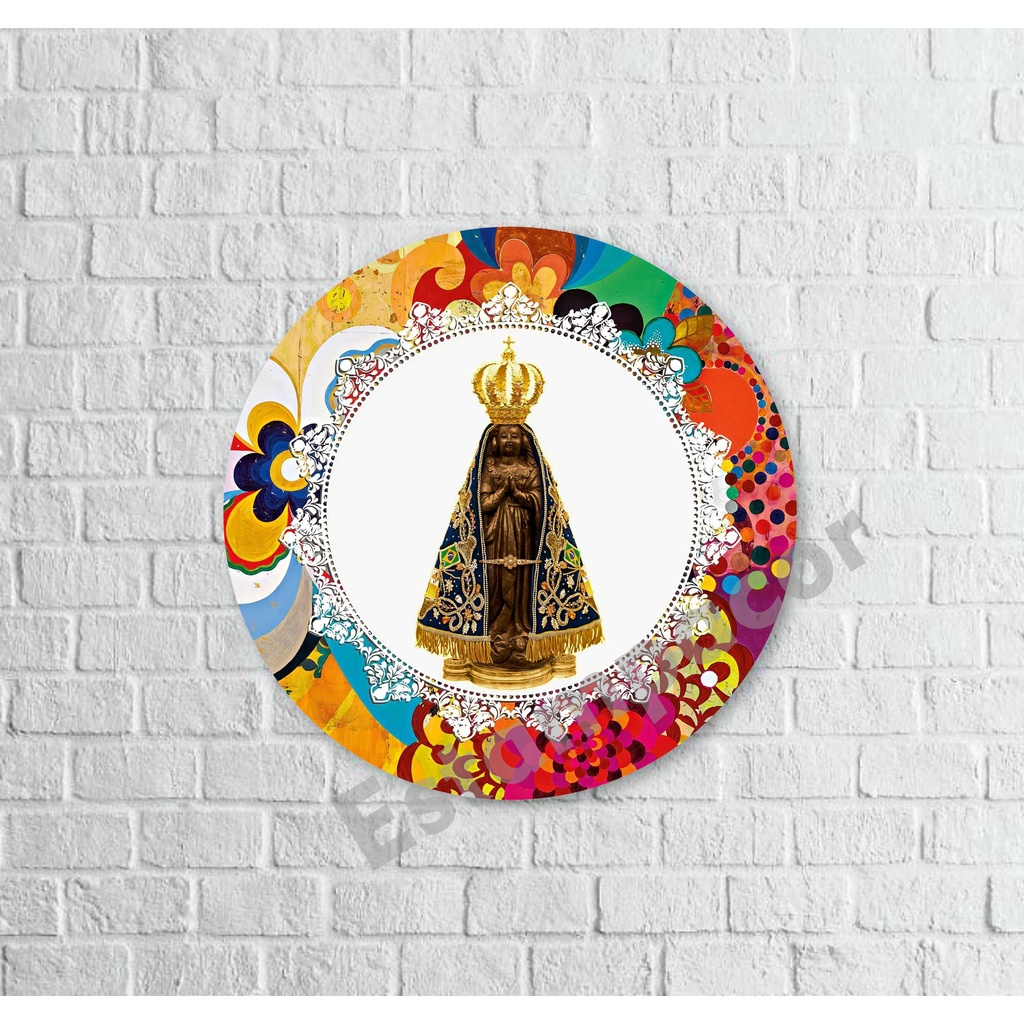Placa Decorativa Quadro Mandala em MDF Nossa Senhora Aparecida Espessura 3mm