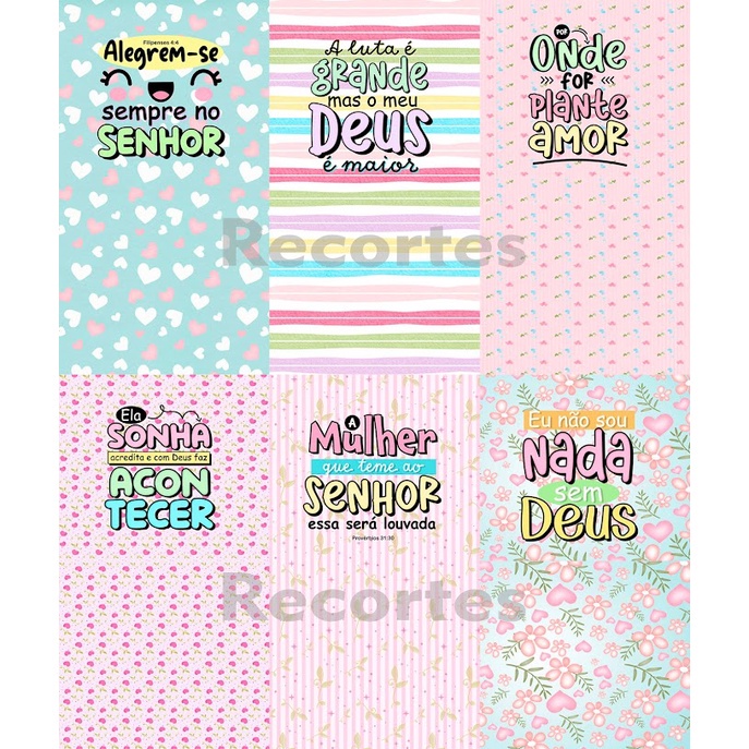 Recortes Personalizados P/ Fazer 6 Mini Porta Moedas Chaveiro Painel Moldes Frases Fé Senhor Jesus Deus I