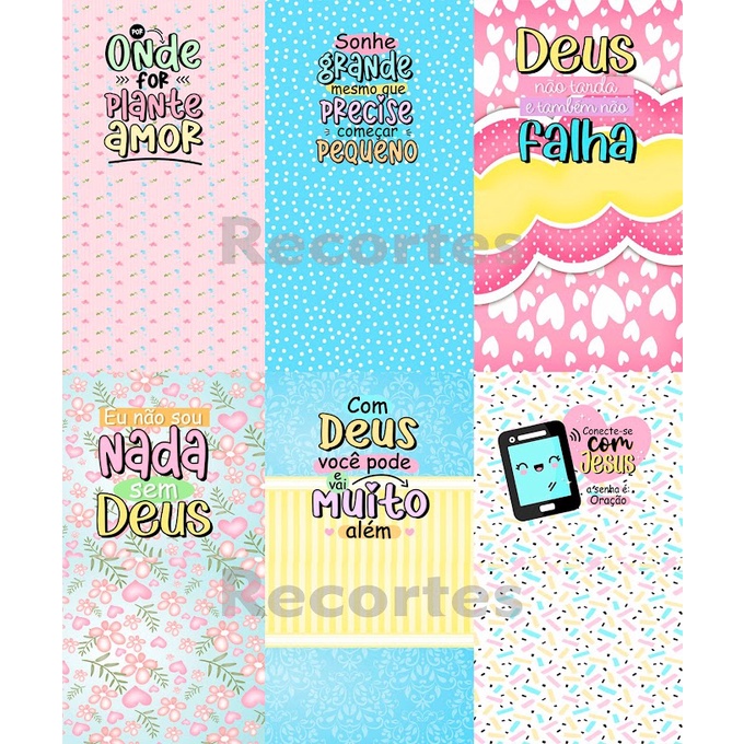 Recortes Personalizados P/ Fazer 6 Mini Porta Moedas Chaveiro Painel Moldes Frases Gospel Fé Senhor Jesus Deus II