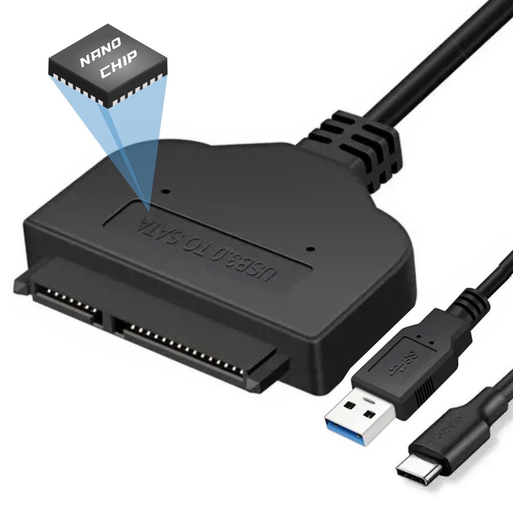 Cabo Case Adaptador Usb Tipo A 3.0 e Tipo C 3.1 Sata 3 HD SSD Externo 2.5" Polegadas